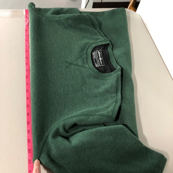 Eddie Bauer Mens Thermal Shirt Size Large Green Crewneck Waffle Knit Outdoor - Picture 9 of 12